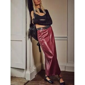 FREE PEOPLE NWT City Slicker Vegan Maxi Skirt / Red Jasper - 2 ($128)